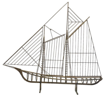 HUGE Curtis Jere Metal Ship Sailboat Sculpture 46x41 Seen on
