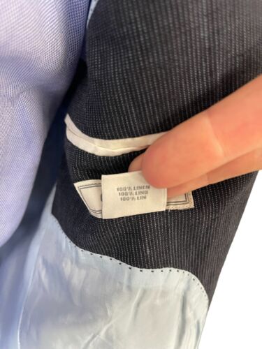 Herren GANT Leinen Blazer 42" dunkelmarine Nadelstreifen Hochzeit Sommer - Bild 11 von 15