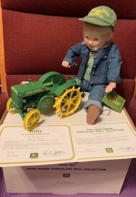 2000 Danbury Mint JOHN DEERE Porcelain Doll BILLY  12'' Doll COA Tractor & Box