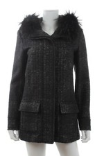 Joseph Tweed And Racoon Parka Coat / Grey/black / Rrp: £1,295.00