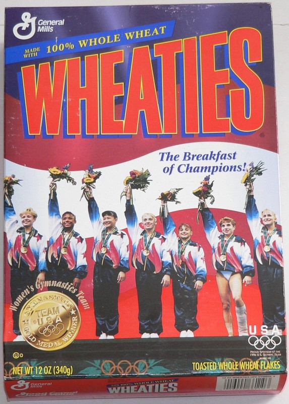 box, Wheaties cereal The Breakfast of Champions women's gymnastics Atlanta, 1996