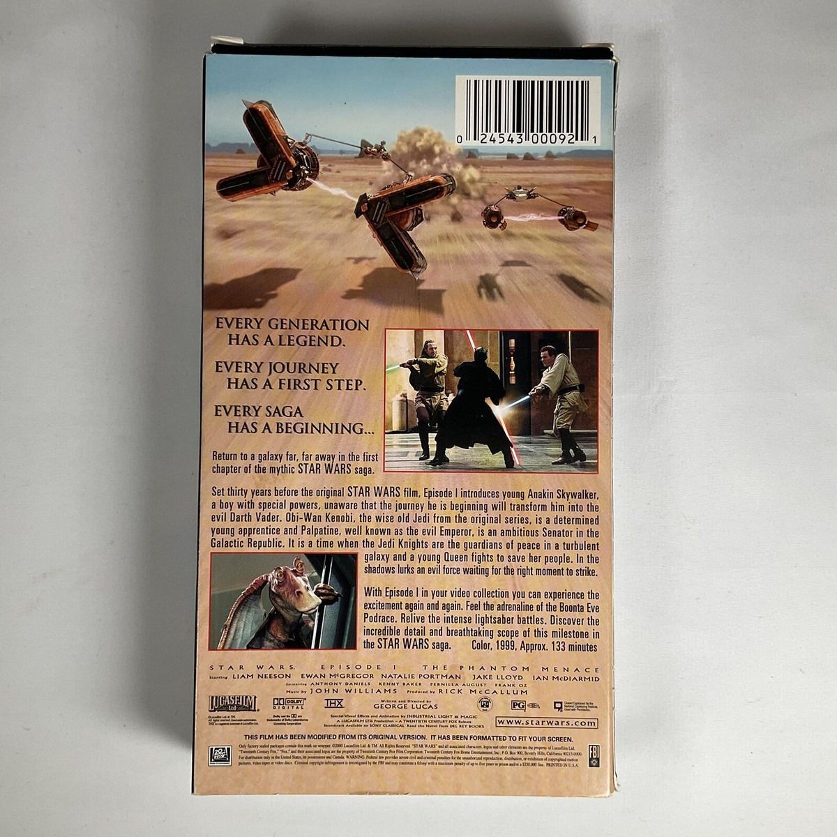 Star Wars Episode 1, The Phantom Menace, (1999 VHS) Liam Neeson