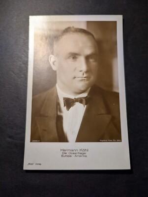 Mint Germany Aviation Portrait PPC Postcard Hermann Kohl Ocean Flight