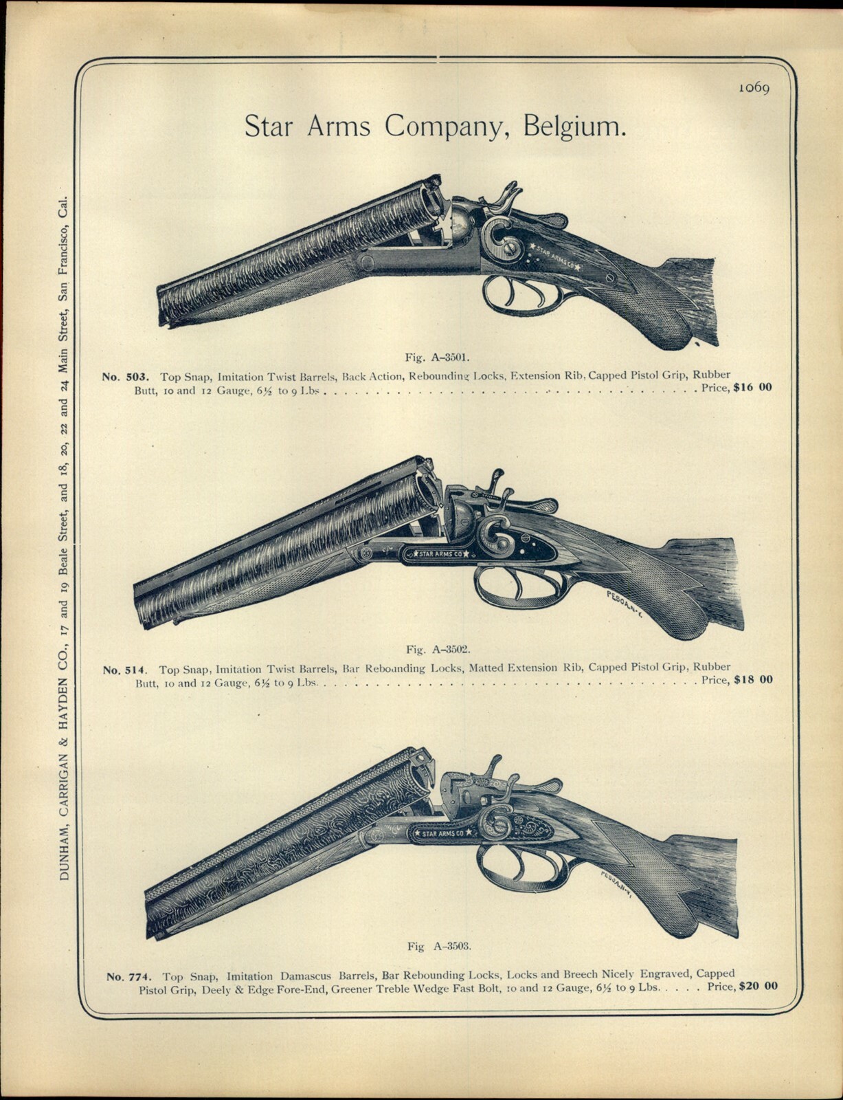 1890s PAPER AD Belgium Star Arms Company Shotgun Shot Gun Winchester 12