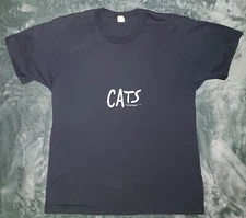 VTG 80s CATS DOUBLE SIDED T SHIRT LARGE SINGLE STITCH BROADWAY NYC EYES PROMO