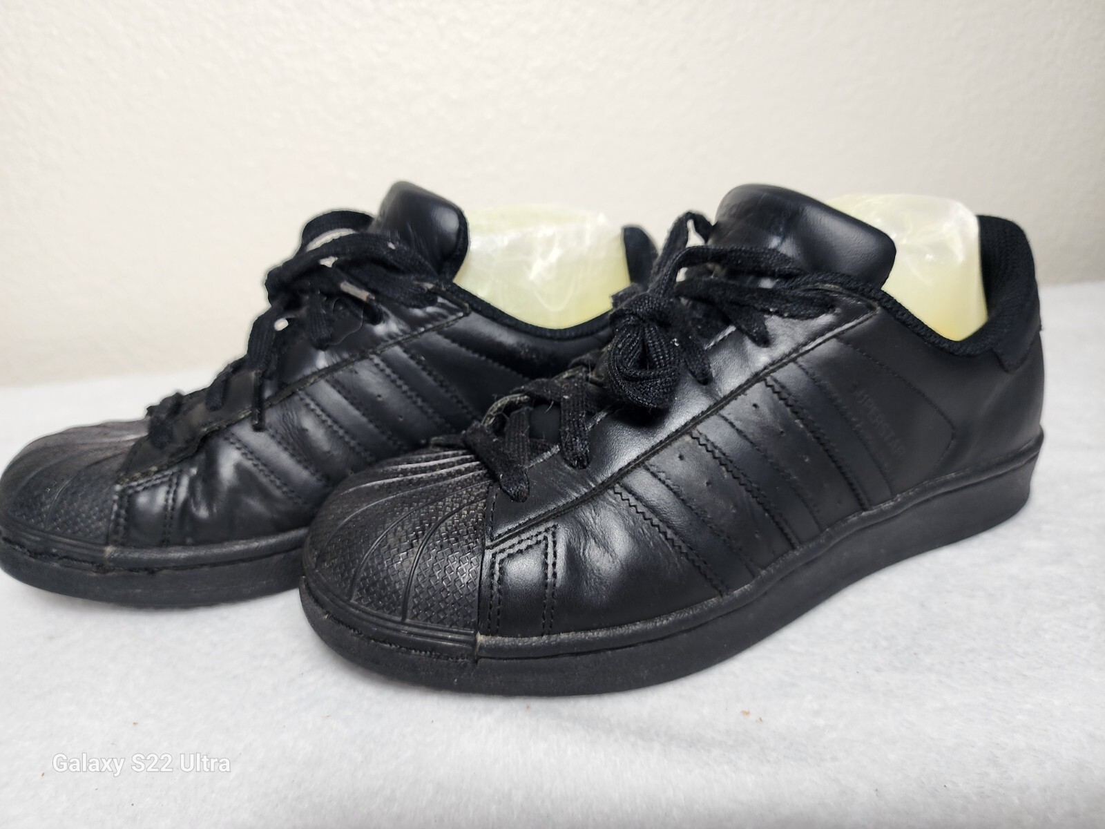 ADIDAS Men's Shoes Sneakers Black Leather Lace Up Size 5.5