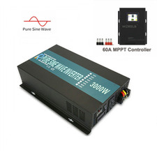3000W 24V Pure Sine Wave Inverter 60A MPPT Solar Charge Controller Solar Power