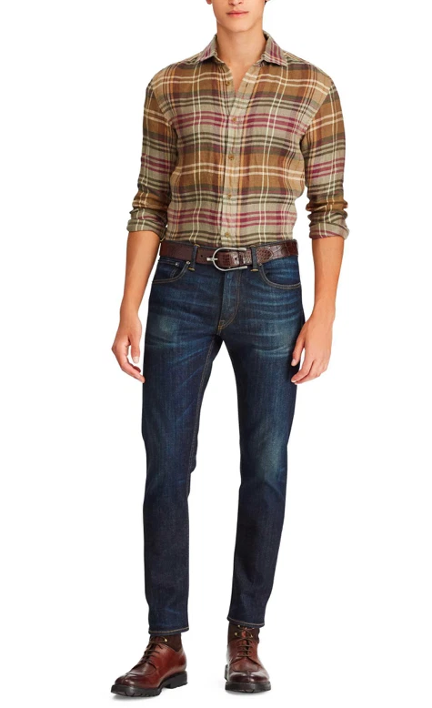 Ralph Lauren Purple Label Italy Plaid Linen Twill Button Down Dress Sport Shirt - Image 2 of 4