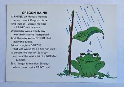 Vintage Postcard Comic Cartoon Oregon Complain Rain Frog KM Anderson Unposted