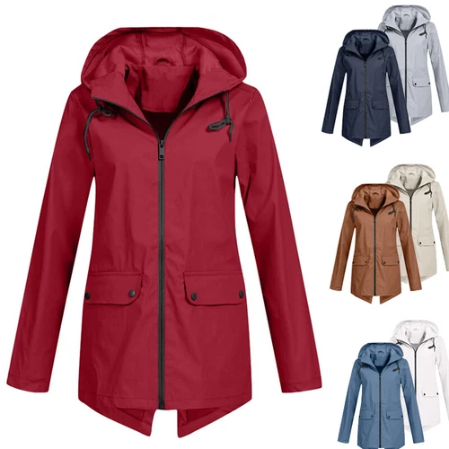 NEU Wasserdichter Damen Regenmantel Damen Outdoor Wind Regen Wald Warm Jacke Mantel - Bild 6 von 29