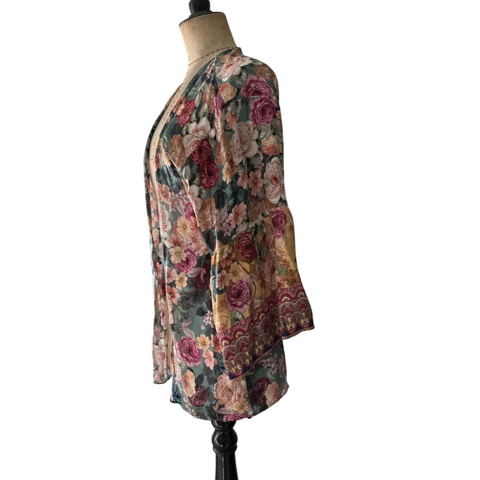Chaqueta Kimono De Colección Anthropologie Kachel Mujer Talla Única Multicolor Estampado Floral Foto 4 de 4