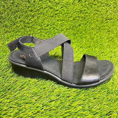 Ecco Felicia Womens Size 9 Black Beach Walking Outdoor Wedge Leather Sandals