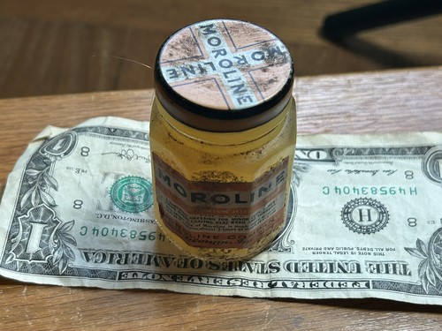 vintage 2.5" MOROLINE Petroleum Jelly #2 size Bottle Plough Memphis Tn - Picture 8 of 8
