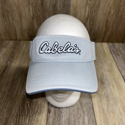 Cabelas Visor Hat Cap Strap Light Blue Logo Adjustable Outdoor Hunting Fishing