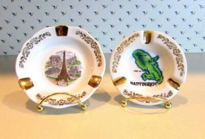 2 Limoges France Souvenir  Ashtrays  Eiffel Tower & Martinique