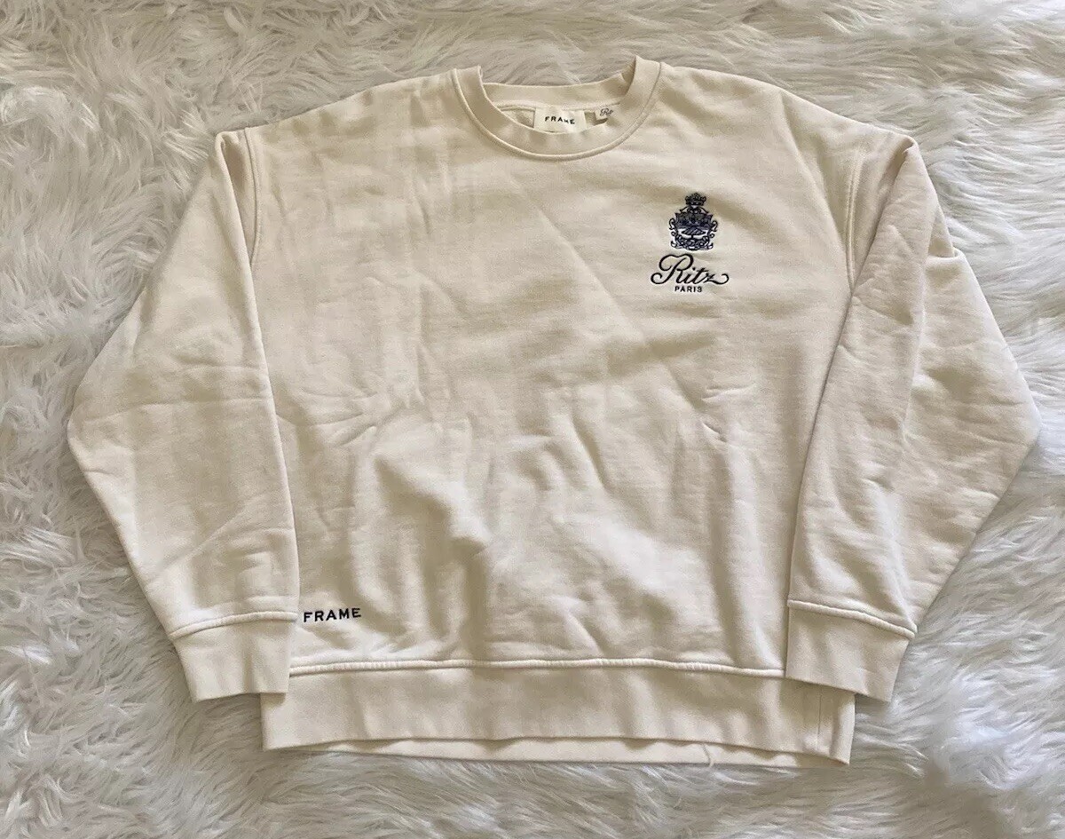Frame x Ritz Paris Late Checkout Crewneck Sweatshirt White