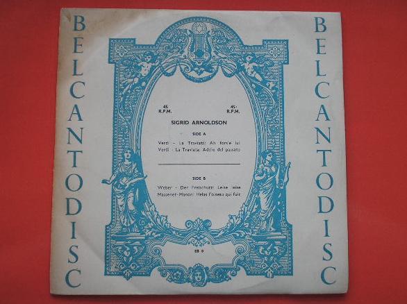 Sigrid Arnoldson Sigrid Arnoldson EP Belcantodisc EB8 EX/VG 1958 picture sleeve,