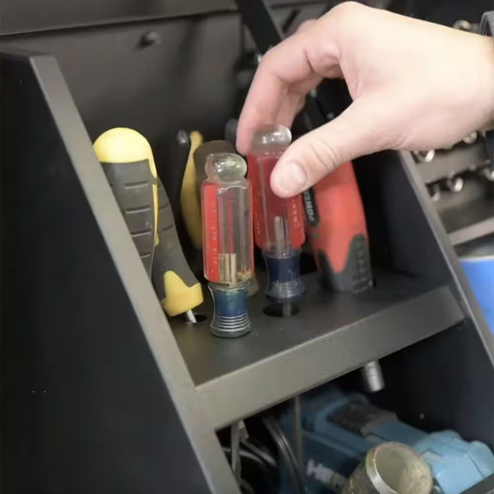 Montezuma 15 In. W Portable Tool Box Black Powder Coated Dual Steel Lockable