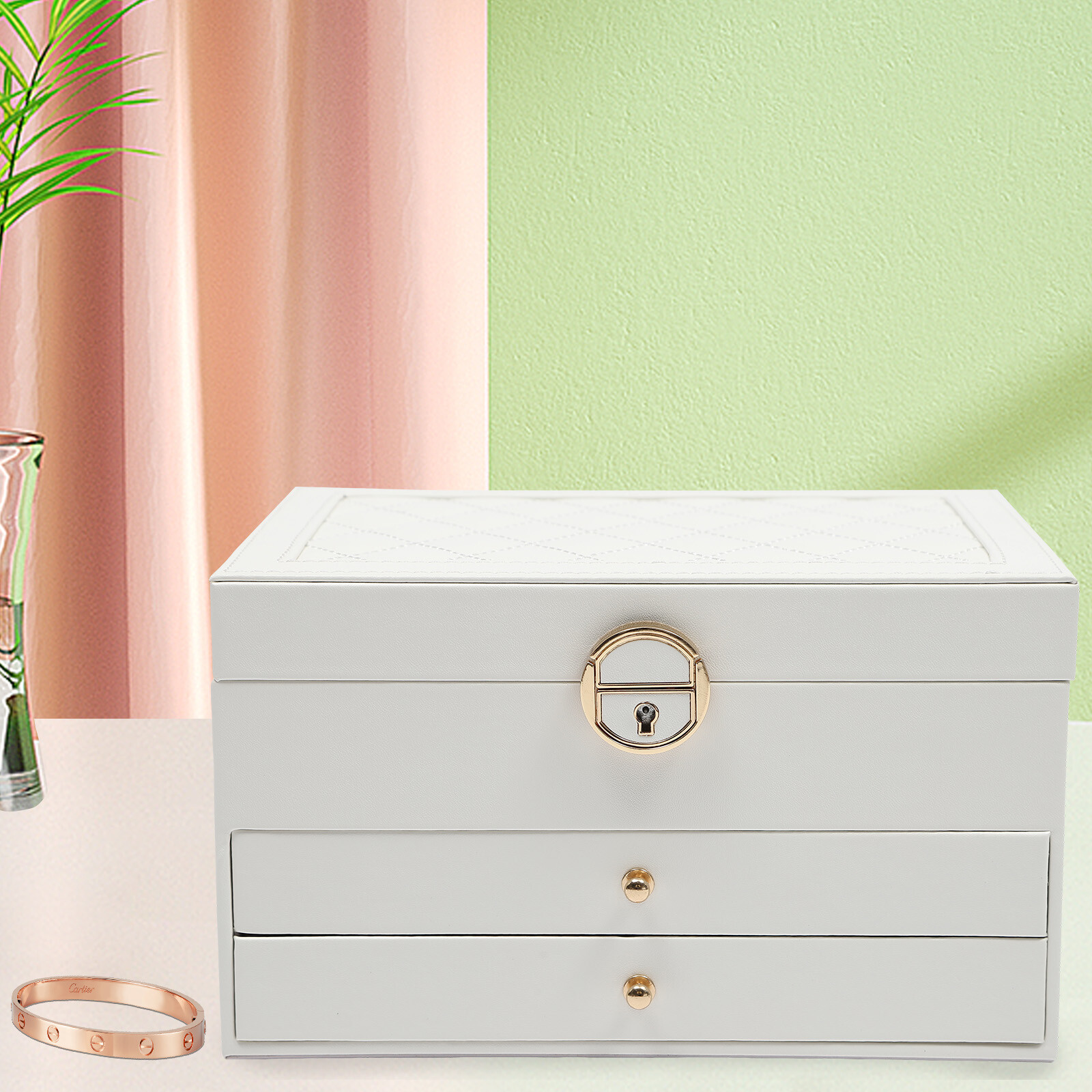 3-Tier Watch Box Jewelry Organizer with Drawer for Bracelet Display and Storage