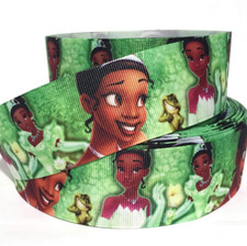 GROSGRAIN RIBBON 5/8", 7/8", 1.5", 3" Tiana Princess Cartoon Printed