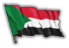 Sudan Waving Flag Sketch Car Bumper Sticker Decal