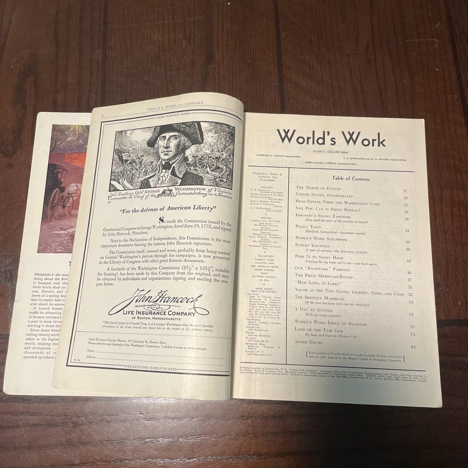 Vintage Jan 1931 WORLD’S WORK Magazine ART DECO Cover Illustration Doran & Co. - Image 3 of 4