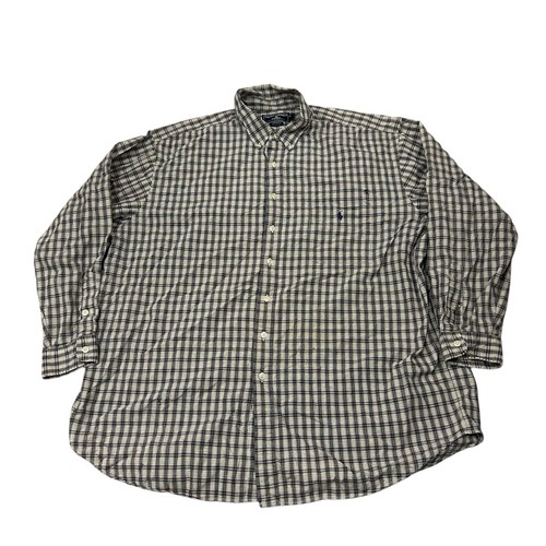 Ralph Lauren Mens 3XLT Tall Blue White Plaid Long Sleeve Button Down Shirt DEFEC - Picture 2 of 12