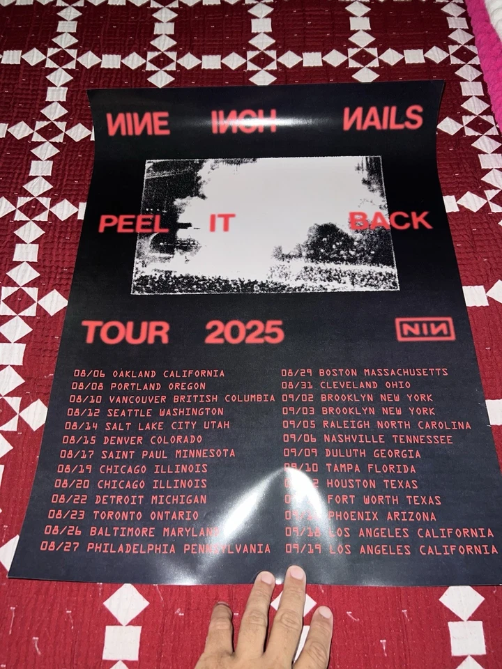 Póster de la gira Nine Inch Nails Peel It Back 2025 - 18x24 D/S - Promoción auténtica NIN Foto 2 de 4