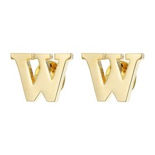 2Pcs Letter W Lapel Pins Initial Alphabet Lapel Collar Pins for Shirt Dress Gold