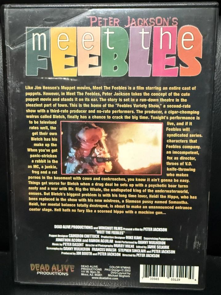 Peter Jackson's -  Meet The Feebles (DVD, 2002) Dead Alive Productions - Image 2 of 3