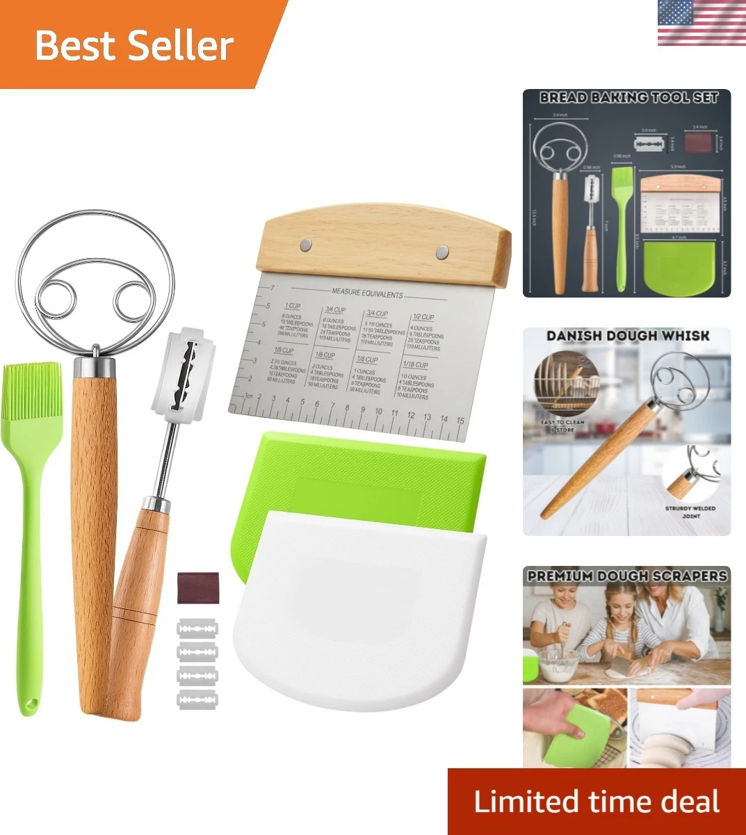 Sourdough Bread Baking Tool Set with Danish Dough Whisk, Bread Lame & Blades,...
Opens in a new wind