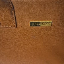 JOY IMAN Brown Pebbled Satchel Top Handle Zip Bag Gold Hardware Inner Pockets