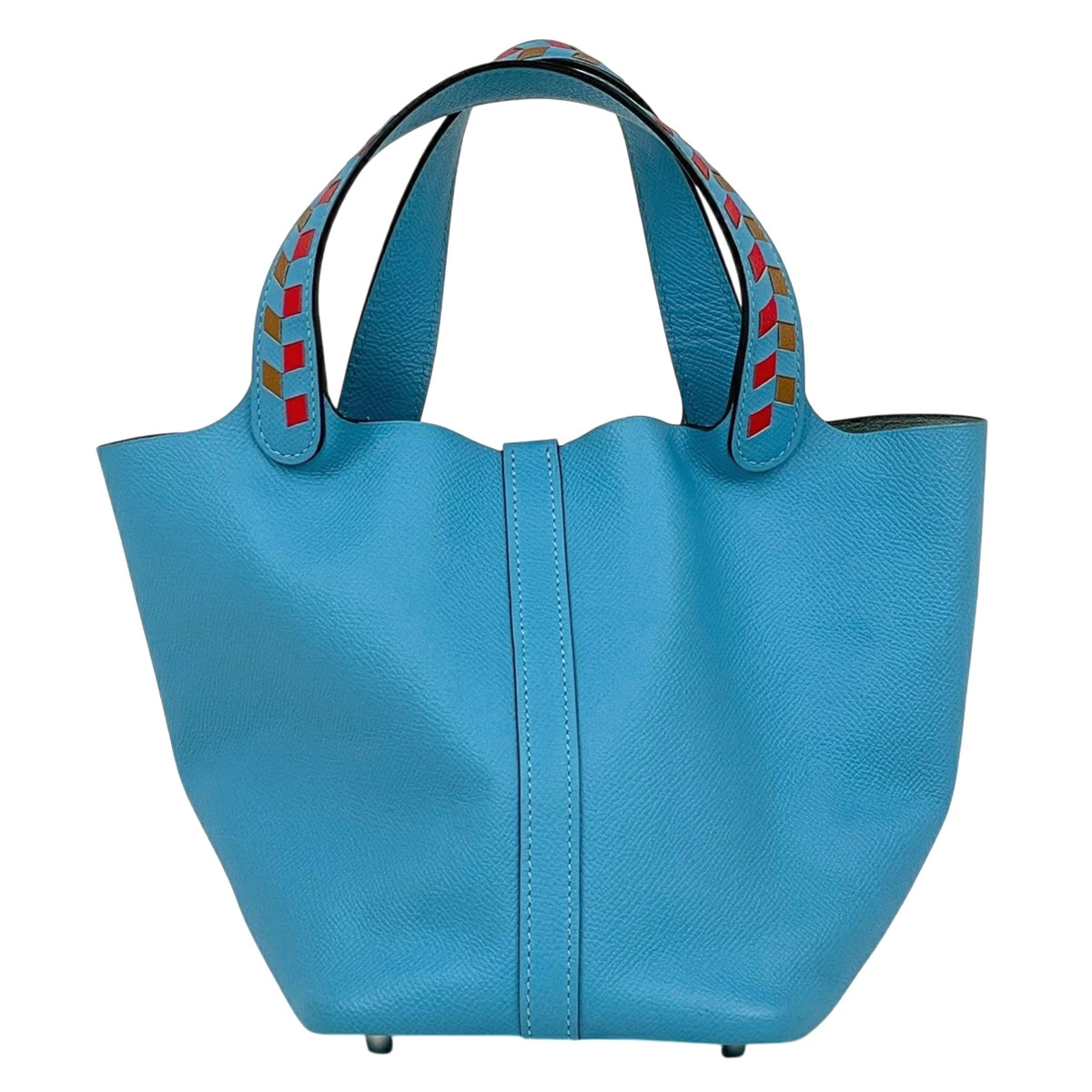 HERMES Picotin Lock PM Tracery Mini Bag Handbag Vau Epsom Blue Noir Y Ladies Us image 3