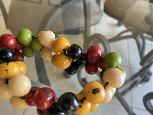 Tagua Nut Ivory Multicolor Bracelet and Red Earrings Natural Vegan Jewelry 7pc - Picture 5 of 10