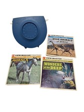 Vtg 1960s GAF VIEW MASTER Lighted 3D Viewer Blue Viewmaster Tested With Reels