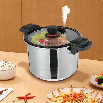 ZHFEISY 7.4Qt Stainless Steel Pressure Cooker Pot 7L Induction Gas Safe NEW