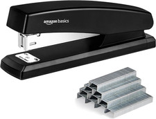 Office Stapler with 1000 Staples, 25 Sheet Capacity, Non-Slip, Black, Home Offic