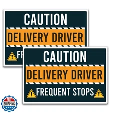 Magnet Me Up Caution Frequent Stops Delivery Driver Magnet Decal, 2PK, LARGE 