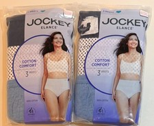 NIB 2 Jockey Elance 3-Pack Briefs Panties 1486 Navy/Heather Blue/Dots 10/3XL