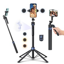 Smart Face Tracking Tripod Selfie Stick with LED Light, 360  Rotating 70" Pho...