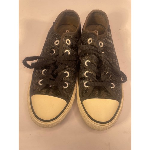Converse All Star Black Sequin Low Top Sneakers Women's Size 5.5 Shoes - Picture 4 of 9