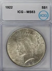 1922 ICG MS63 Silver Peace Dollar