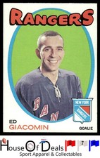 1971-72 Topps #90 Ed Giacomin New York Rangers NHL Hockey Card