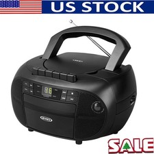 120V Portable Boombox/Stereo Cassette Recorder CD Player AM/FM Radio Black