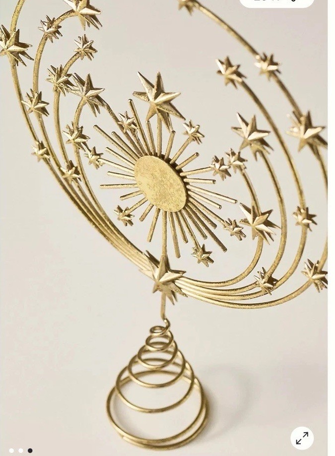 Anthropologie Hedy Tree Topper Stars Gold Celestial Starry Night Galaxy New Box