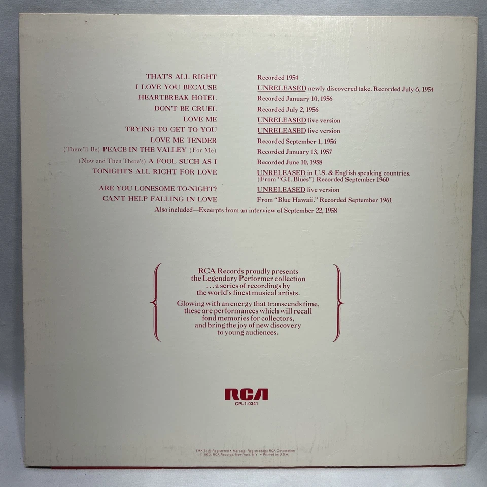 ELVIS A LEGENDARY PERFORMER VOL 1 “RCA Promo” LP Plus Full Color Elvis Booklet - Image 2 of 4