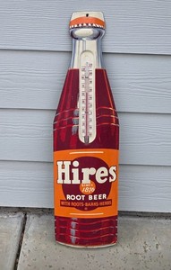 HIRES Root Beer 29" Soda Advertising DIE CUT BOTTLE THERMOMETER
