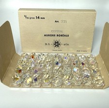 Vtg SWAROVSKI Crystal 14mm AB Beads Art. 371 Box of 36 D.S. Co. NOS Rare