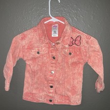DISNEY JUNIOR Girls Red Acid Washed MINNIE MOUSE Denim Jacket Size 5 EUC
