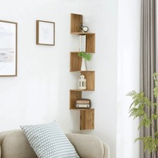 3 Sizes Wall Mounted Zig Zag Corner Shelves Rustic Wood Floating Shelf Oak UK